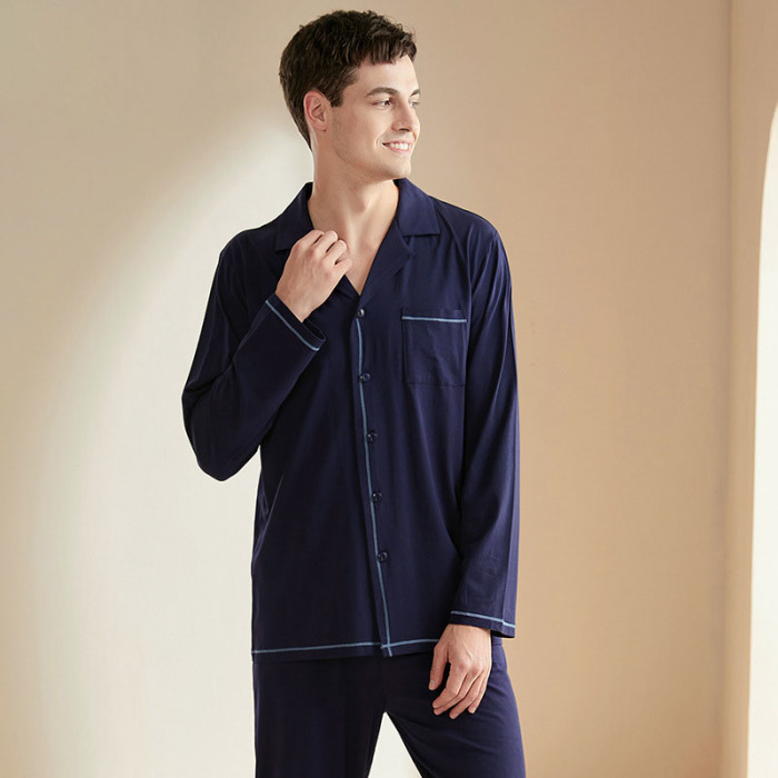 Gentleman lapel modal pajamas 04