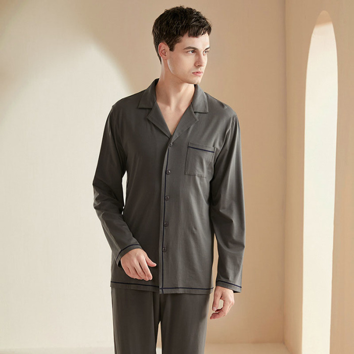 Gentleman lapel modal pajamas 04