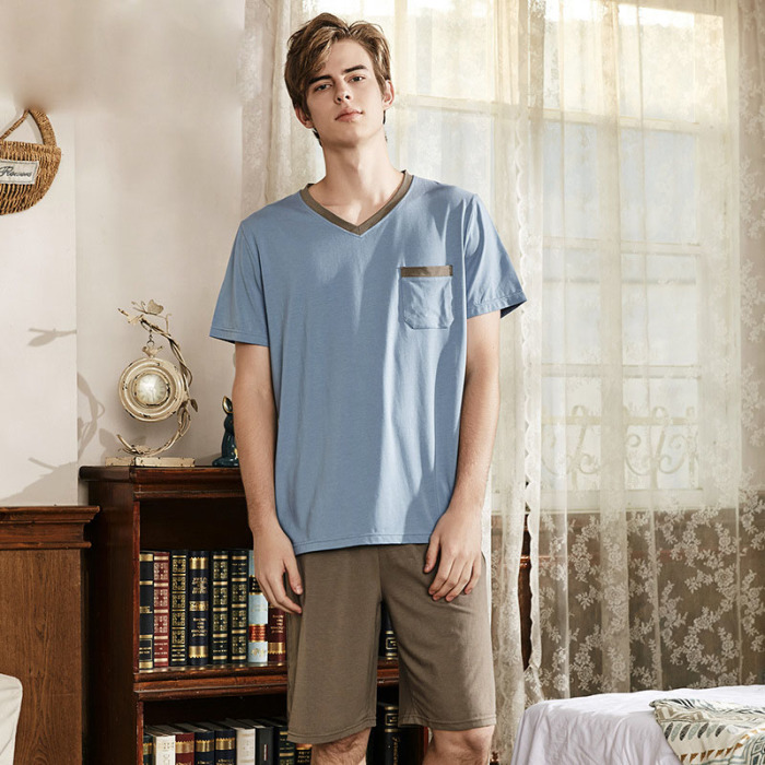 V-neck simple solid color home clothes 02