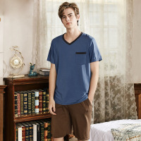 V-neck simple solid color home clothes 02