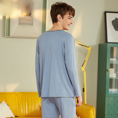 Y-neck simple solid color pajamas 06