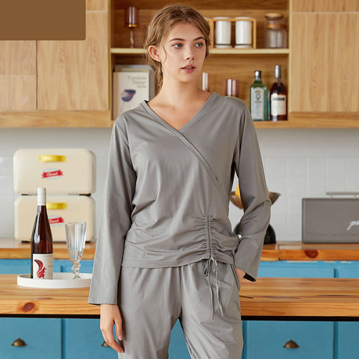 drawstring long sleeve pajamas 97