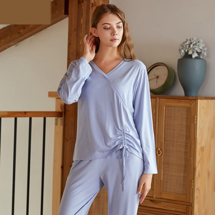 drawstring long sleeve pajamas 97