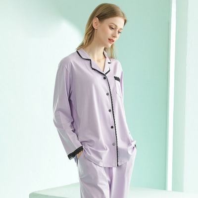Elegant Lace Lapel Loungewear 87