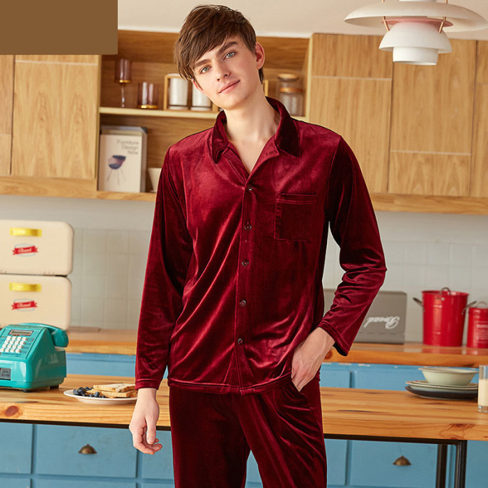 Gentleman gold velvet home clothes 49