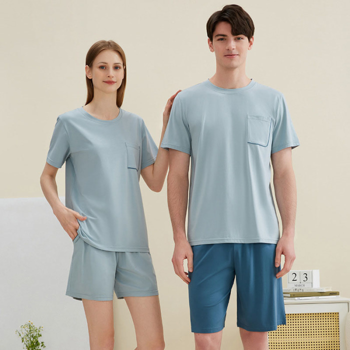 round neck couple pajamas 91