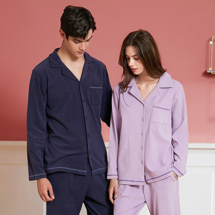 Simple Lapel Long Sleeve Pajamas 50