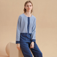 De Velvet Round Neck Splicing Pajamas 137