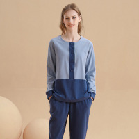 De Velvet Round Neck Splicing Pajamas 137