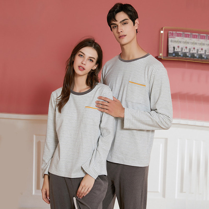 Double-sided brushed striped pajamas 130