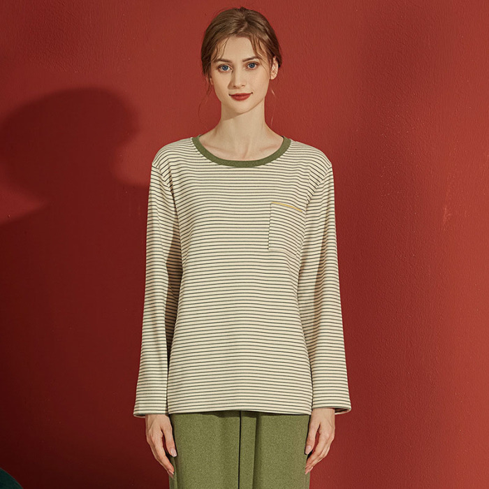 Double-sided brushed striped pajamas 130