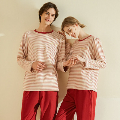 Double-sided brushed striped pajamas 130
