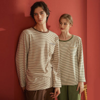 Double-sided brushed striped pajamas 130