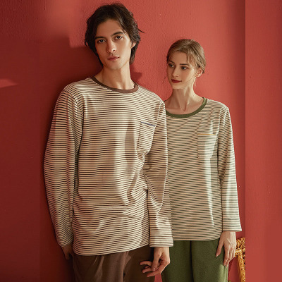 Double-sided brushed striped pajamas 130