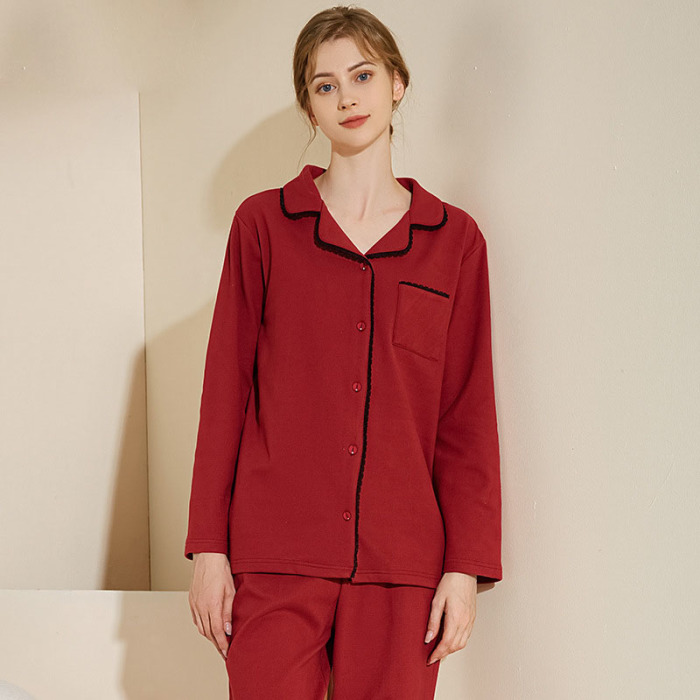Double-sided woolen button-up pajamas 129