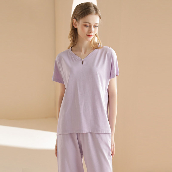 Pearl Button Short Sleeve Pajamas 105
