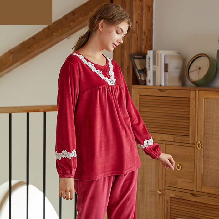 Velvet Lace Cotton Pajamas 128